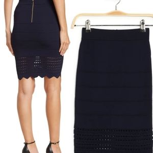 Ted Baker Navy Stef Scallop Hem Sweater Skirt size 4